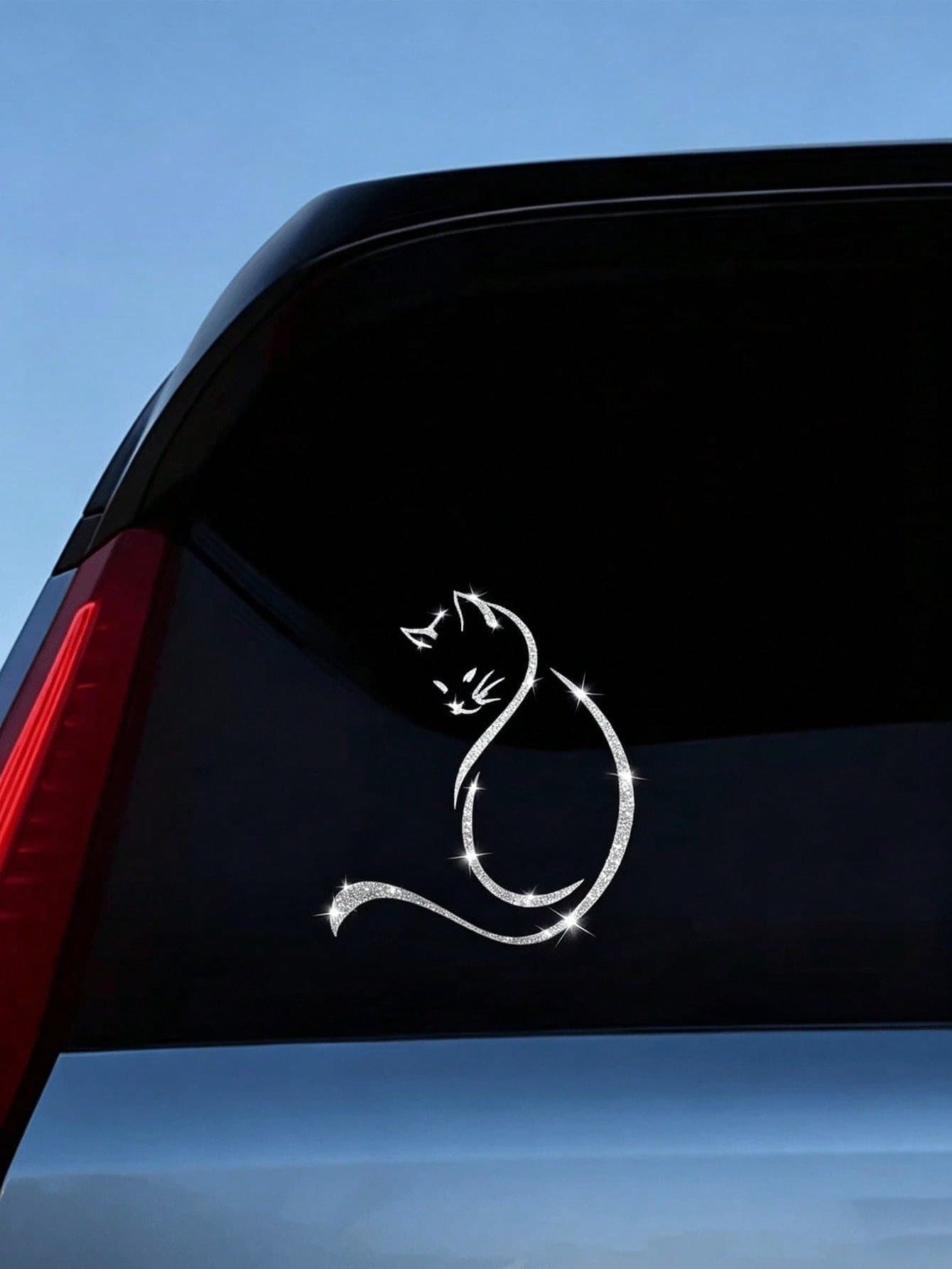 Shiny Glitter Rainbow Cat Car Sticker, Cute Cartoon Animal Vinyl Decal, Waterproof Self-Adhesive Decals For Auto Window, Motorcycle, Laptop & Home Decor