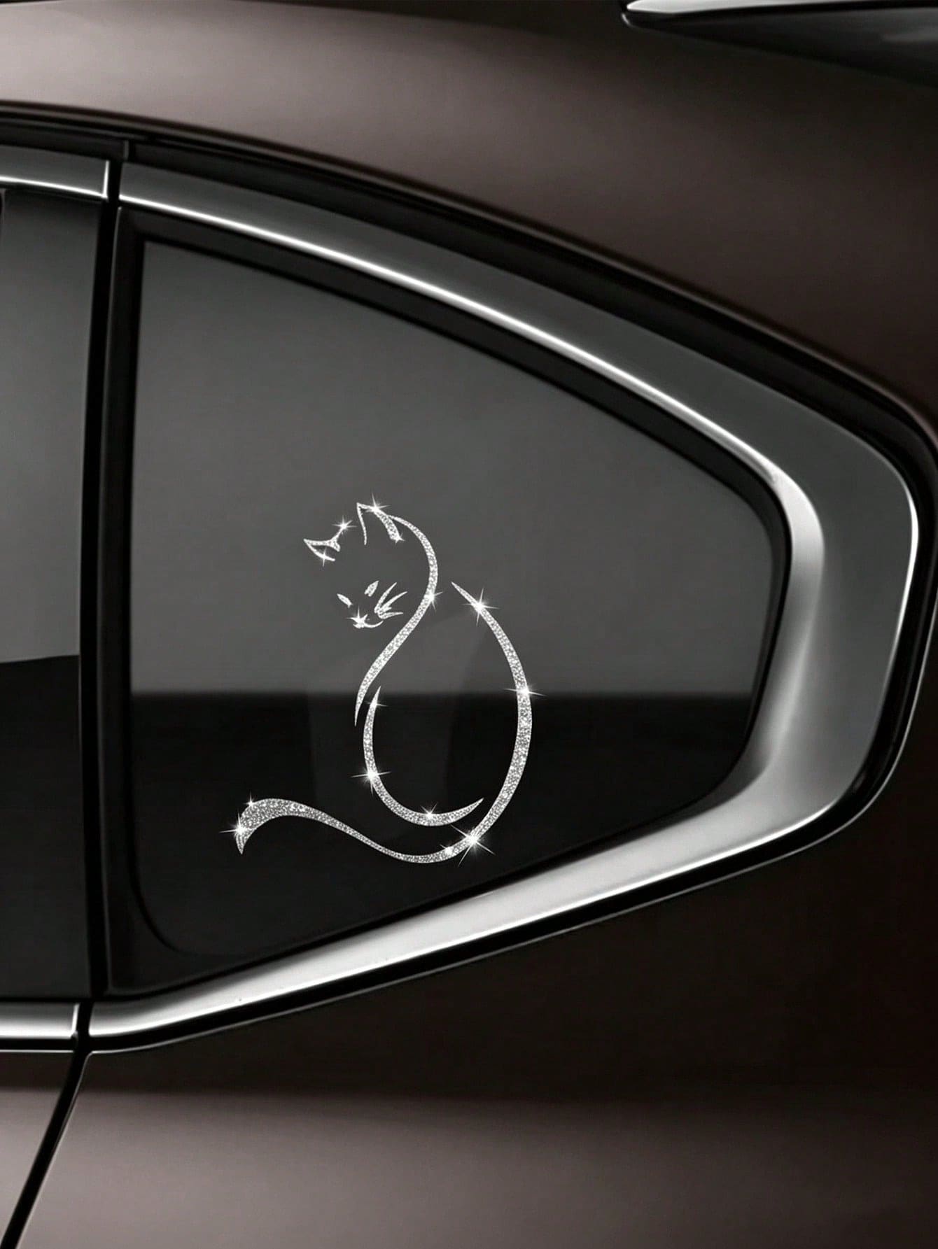 Shiny Glitter Rainbow Cat Car Sticker, Cute Cartoon Animal Vinyl Decal, Waterproof Self-Adhesive Decals For Auto Window, Motorcycle, Laptop & Home Decor