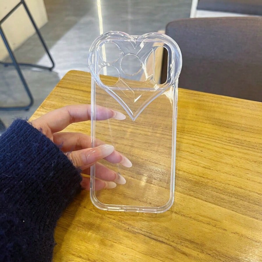 Shockproof 3D Heart Transparent Phone Case, Suitable For IPhone 17 Pro Max/17 Pro/17 Air/17/16 Pro Max/16 Pro Max/16/16 Pro/15/15 Pro Max/15 Pro/15 Plus/11/12/13/14 Pro Max/XS/XR/11 Pro/11 Pro Max/12