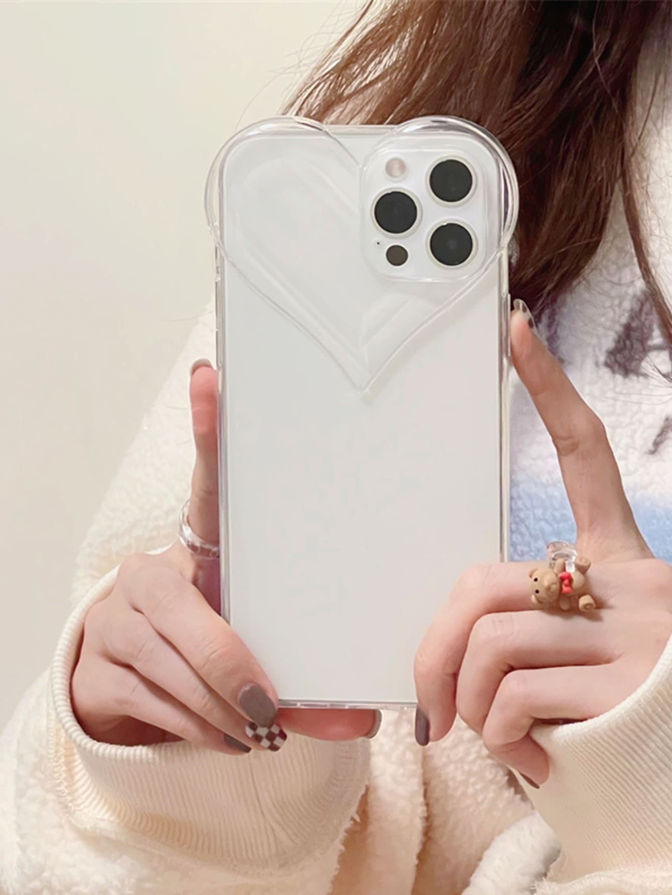 Shockproof 3D Heart Transparent Phone Case, Suitable For IPhone 17 Pro Max/17 Pro/17 Air/17/16 Pro Max/16 Pro Max/16/16 Pro/15/15 Pro Max/15 Pro/15 Plus/11/12/13/14 Pro Max/XS/XR/11 Pro/11 Pro Max/12