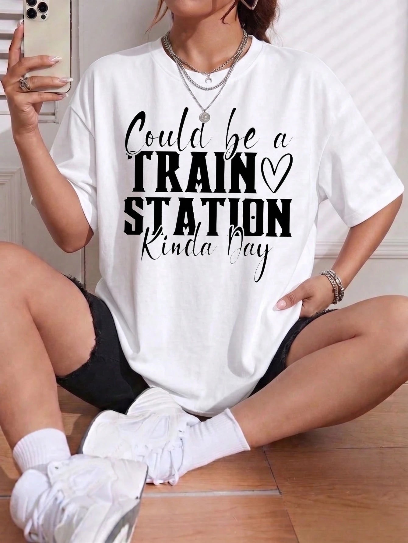 Short Sleeve Washed T-Shirt Could Be A Train Station Kinda Day 100% Cotton, Comfortable, Retro, And Fashionable Versatile Y2K, Daily Wear, Gift