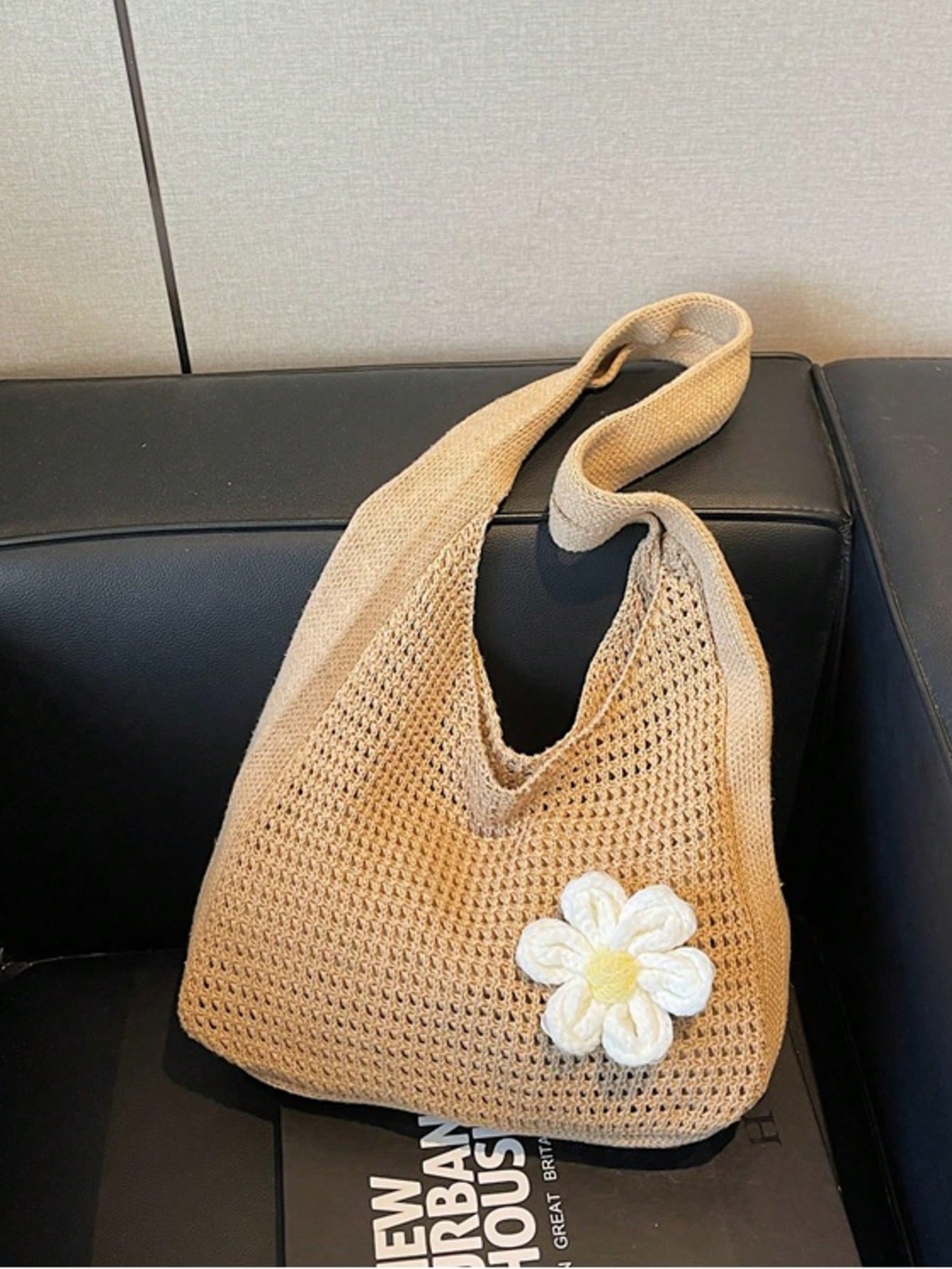 Shoulder Woven Bag, New Vacation Casual Beach Bag, Crochet Woven Tote Handbag, Back To School Student Project Bag, Beach Bag, Holiday,Straw Bag