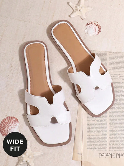 SHUZIA Women Wide Fit Flat Sandals, Open Toe, Fashion, Beach, Non-Slip, Slip-On, Stylish Low Heel Sandals Holiday Vacay Vibe For Summer Shoes Spring Shoes Spring Break Easter Mother's Day Present For