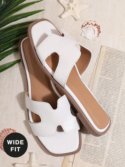 SHUZIA Women Wide Fit Flat Sandals, Open Toe, Fashion, Beach, Non-Slip, Slip-On, Stylish Low Heel Sandals Holiday Vacay Vibe For Summer Shoes Spring Shoes Spring Break Easter Mother's Day Present For