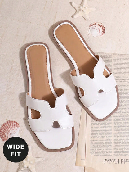 SHUZIA Women Wide Fit Flat Sandals, Open Toe, Fashion, Beach, Non-Slip, Slip-On, Stylish Low Heel Sandals Holiday Vacay Vibe For Summer Shoes Spring Shoes Spring Break Easter Mother's Day Present For