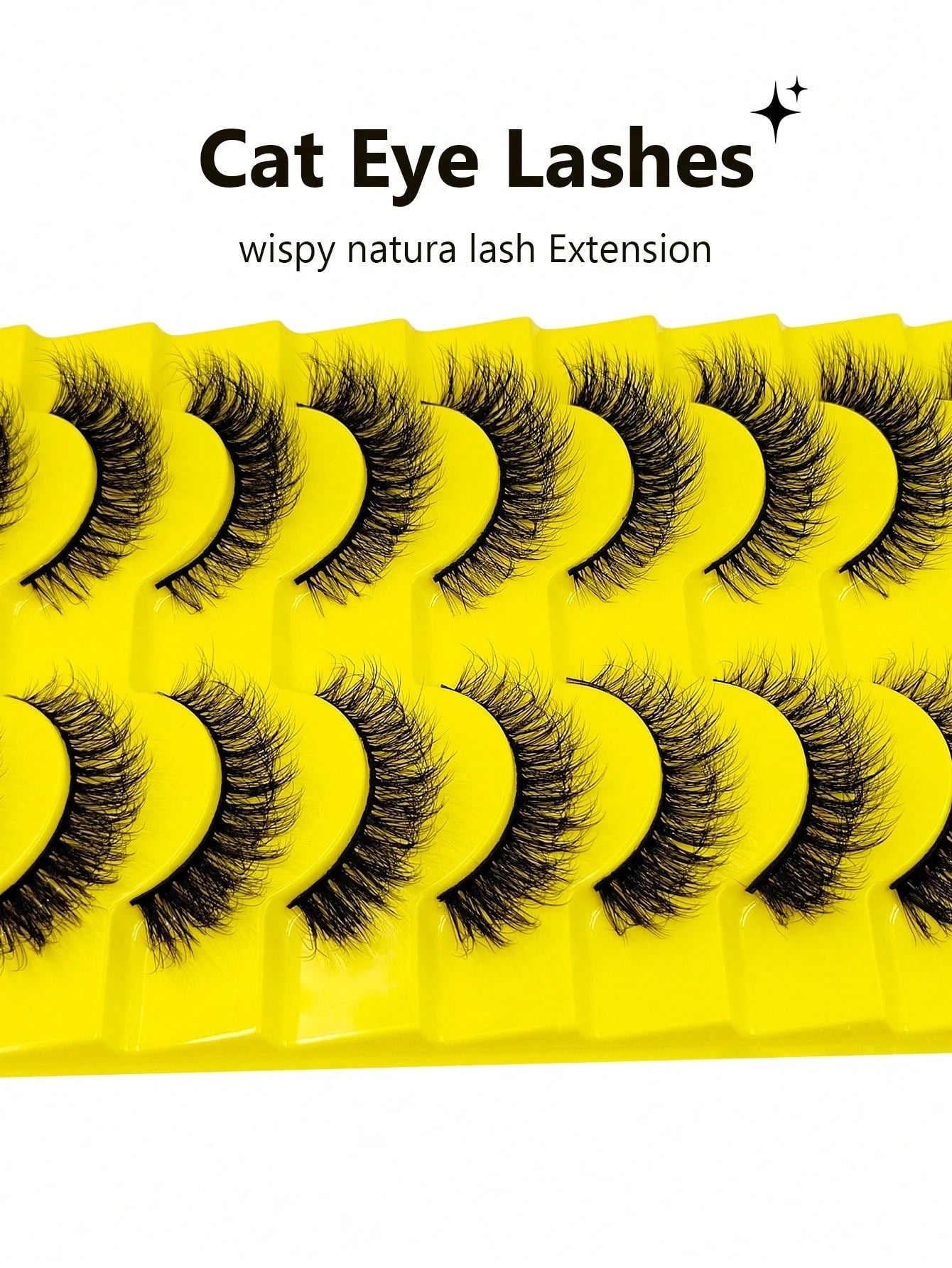 Sibeuna 10 Pairs Fluffy Natural Faux Mink Eyelashes, Natural Curly, Soft & Lightweight, Reusable, Black Thin Band False Eyelashes,Cat Eye Lashes