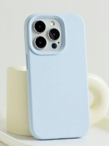 Silicone Blue Solid Color Solid Blue Liquid Silicone High-Quality Liquid Silicone Phone Case With Groove Button Design, Compatible With IPhone 17 AIR 16 15 14 13 12 11 Pro Max, Soft Waxy Texture, Skin
