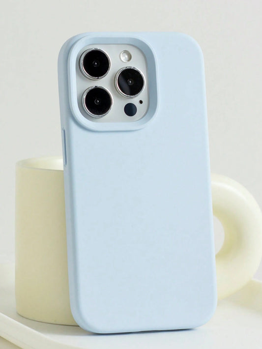 Silicone Blue Solid Color Solid Blue Liquid Silicone High-Quality Liquid Silicone Phone Case With Groove Button Design, Compatible With IPhone 17 AIR 16 15 14 13 12 11 Pro Max, Soft Waxy Texture, Skin