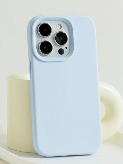 Silicone Blue Solid Color Solid Blue Liquid Silicone High-Quality Liquid Silicone Phone Case With Groove Button Design, Compatible With IPhone 17 AIR 16 15 14 13 12 11 Pro Max, Soft Waxy Texture, Skin