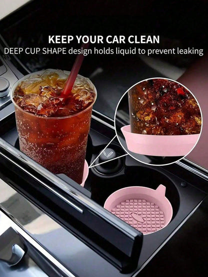 Silicone Car Cup Holder Coasters, Universal Non-Slip Embedded Car Interior Accessories- Insertable Cup Mat For Car Cup Holders