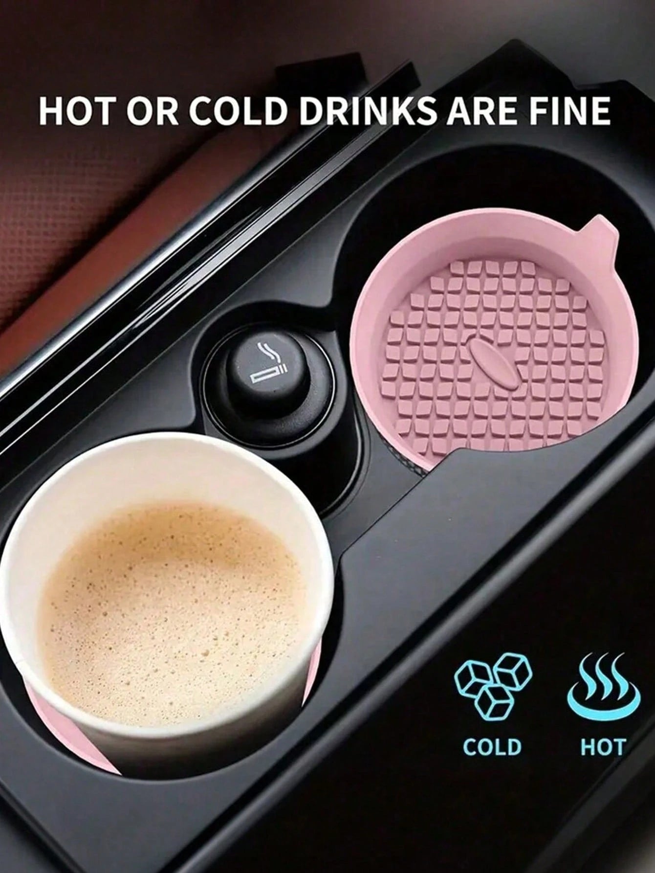 Silicone Car Cup Holder Coasters, Universal Non-Slip Embedded Car Interior Accessories- Insertable Cup Mat For Car Cup Holders