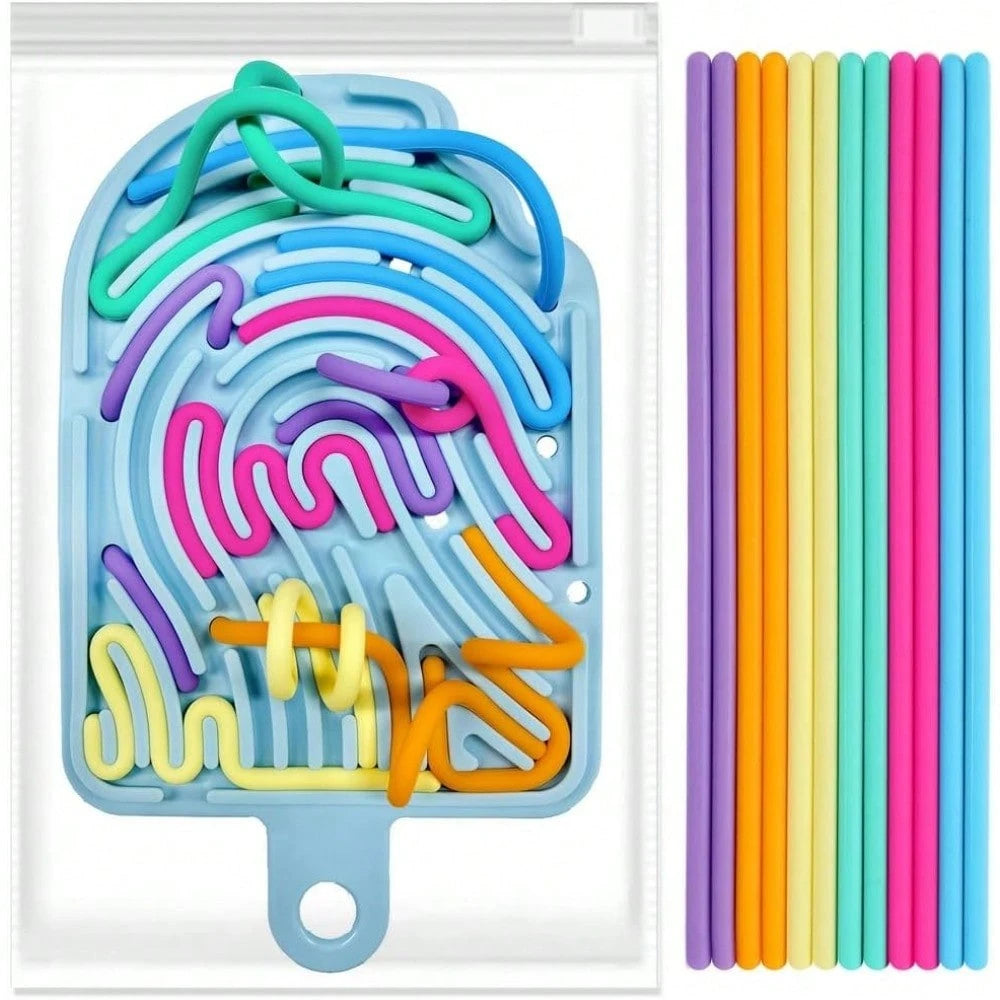Silicone Sensory Activity Board, Double-Sided Pressure Relief Toy Suitable For Anxiety, Stress, ADHD, Autism And Soothing, Noise-Free And Mess-Free, Comes With Portable Travel Bag And 12 Pull Strings