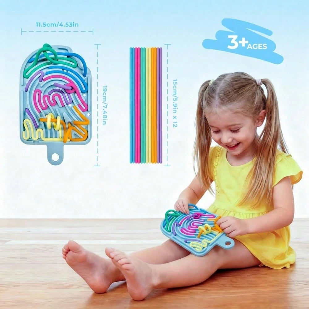 Silicone Sensory Activity Board, Double-Sided Pressure Relief Toy Suitable For Anxiety, Stress, ADHD, Autism And Soothing, Noise-Free And Mess-Free, Comes With Portable Travel Bag And 12 Pull Strings