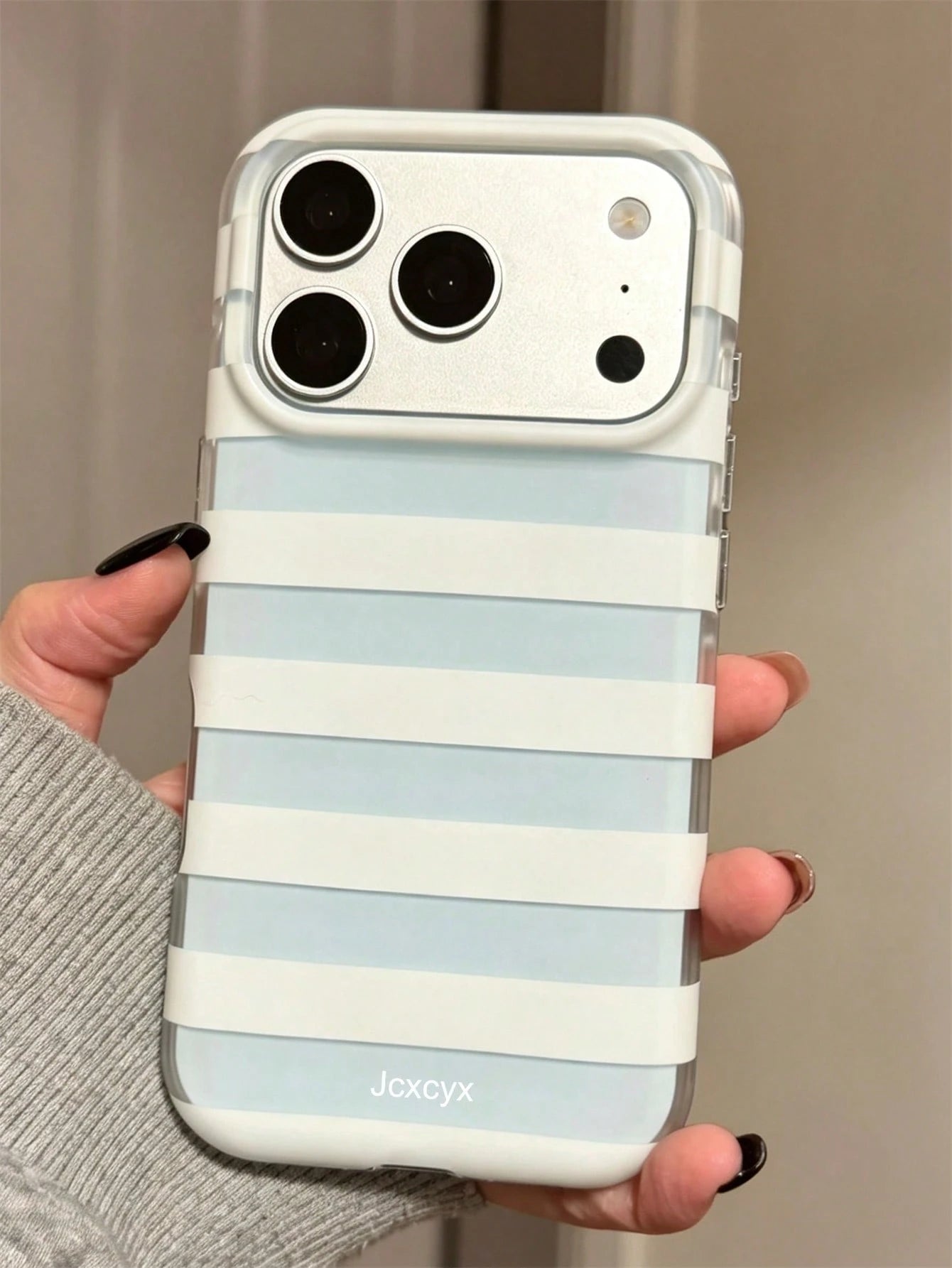 Simple Fashion Pink Blue Stripes Glossy Jelly Phone Case Compatible With IPhone 17 Pro Max 17 Pro 17 16 Pro Max 16 Pro 16 15 Pro Max 15 Pro 14 Pro Max 14 Pro 13 12 11 Cute Macaron Color Anti-Drop Prot