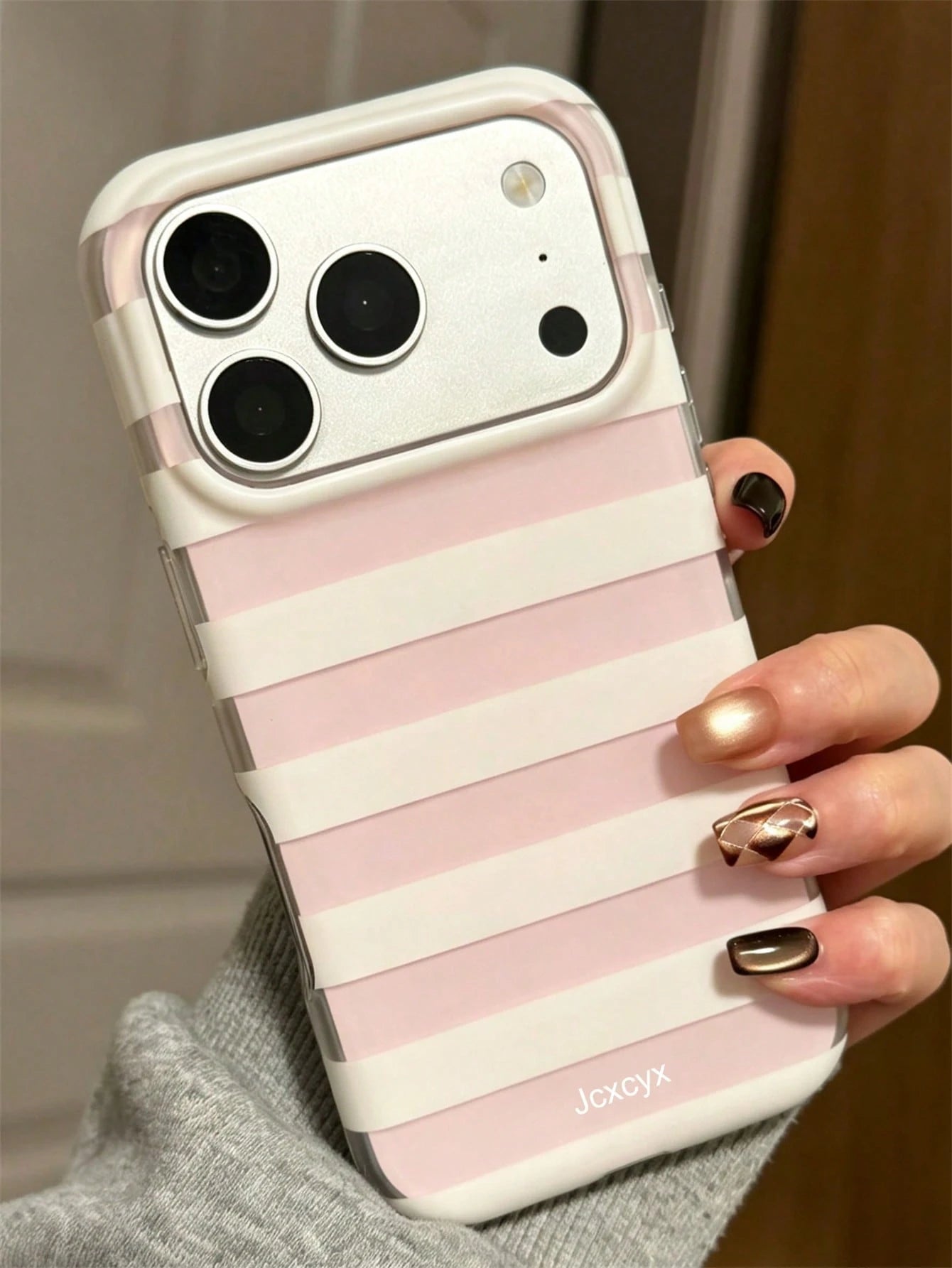 Simple Fashion Pink Blue Stripes Glossy Jelly Phone Case Compatible With IPhone 17 Pro Max 17 Pro 17 16 Pro Max 16 Pro 16 15 Pro Max 15 Pro 14 Pro Max 14 Pro 13 12 11 Cute Macaron Color Anti-Drop Prot