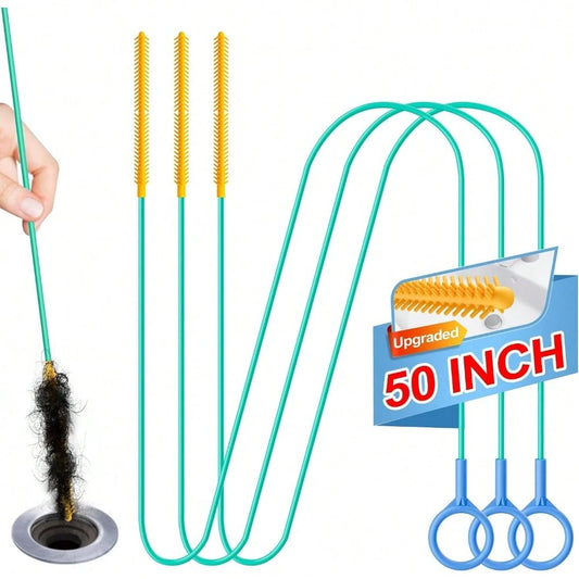 Sink Snake Drain Hair Removal Tool, Reusable 50 Inch Extended Drain Snake Tool Clog Remover, Anti-Break Metal Shower Plumbing Snake Drain Cleaner For Bathtub, Bathroom Sink Pipe Cleaning