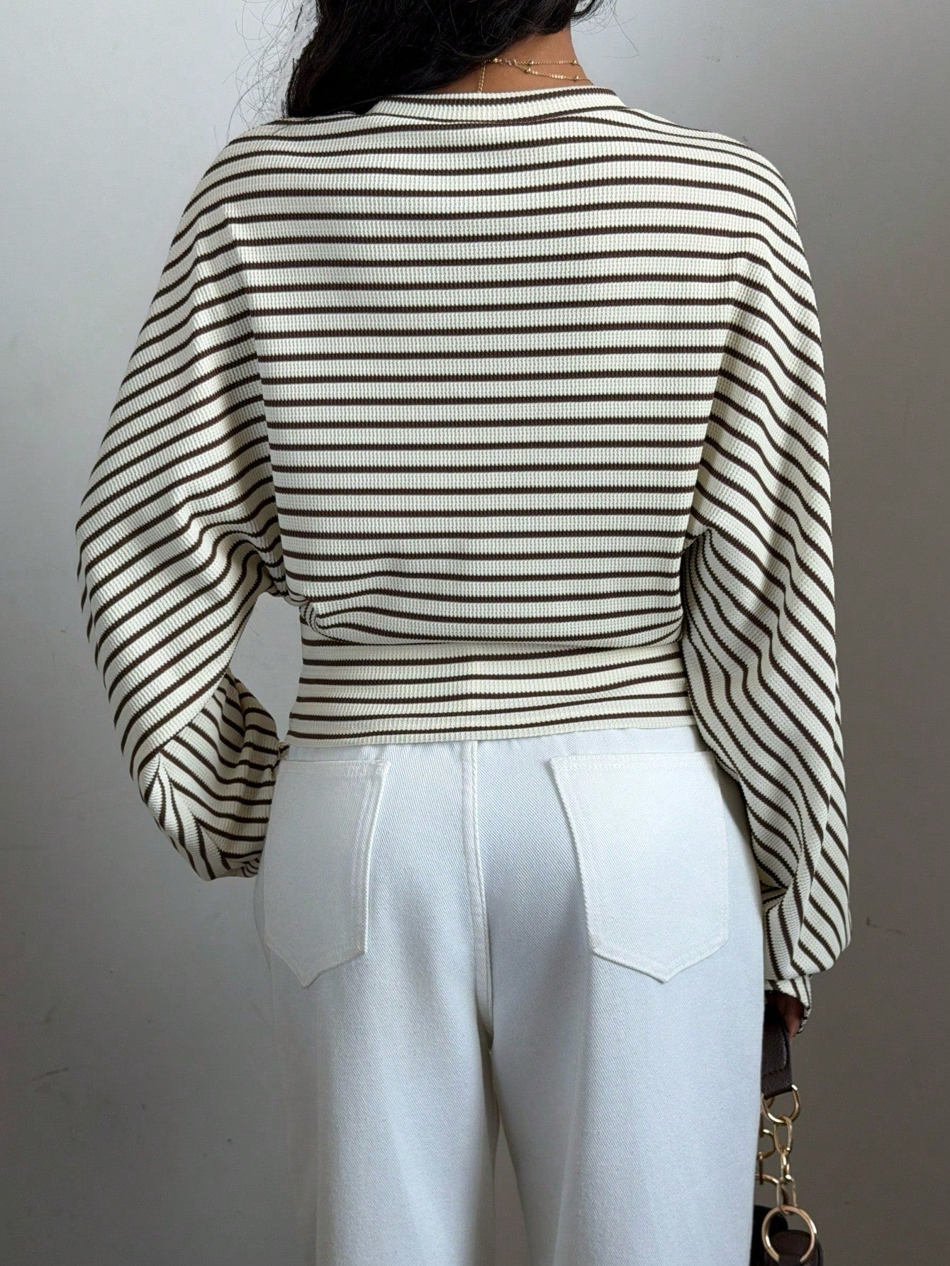 Siren Gaze Women's Long-Sleeved T-Shirt, Black And White Striped Striped Striped, Autumn, Holiday, Knit Topworld Cup Casual Brunch Office Everyday