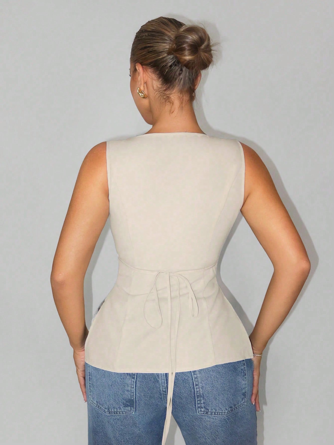 Sirith Ladies Sexy Elegant Casual Deep V-Neck Tie Waist Tie Sleeve Blouse, Suitable For Daily Travel Commuting