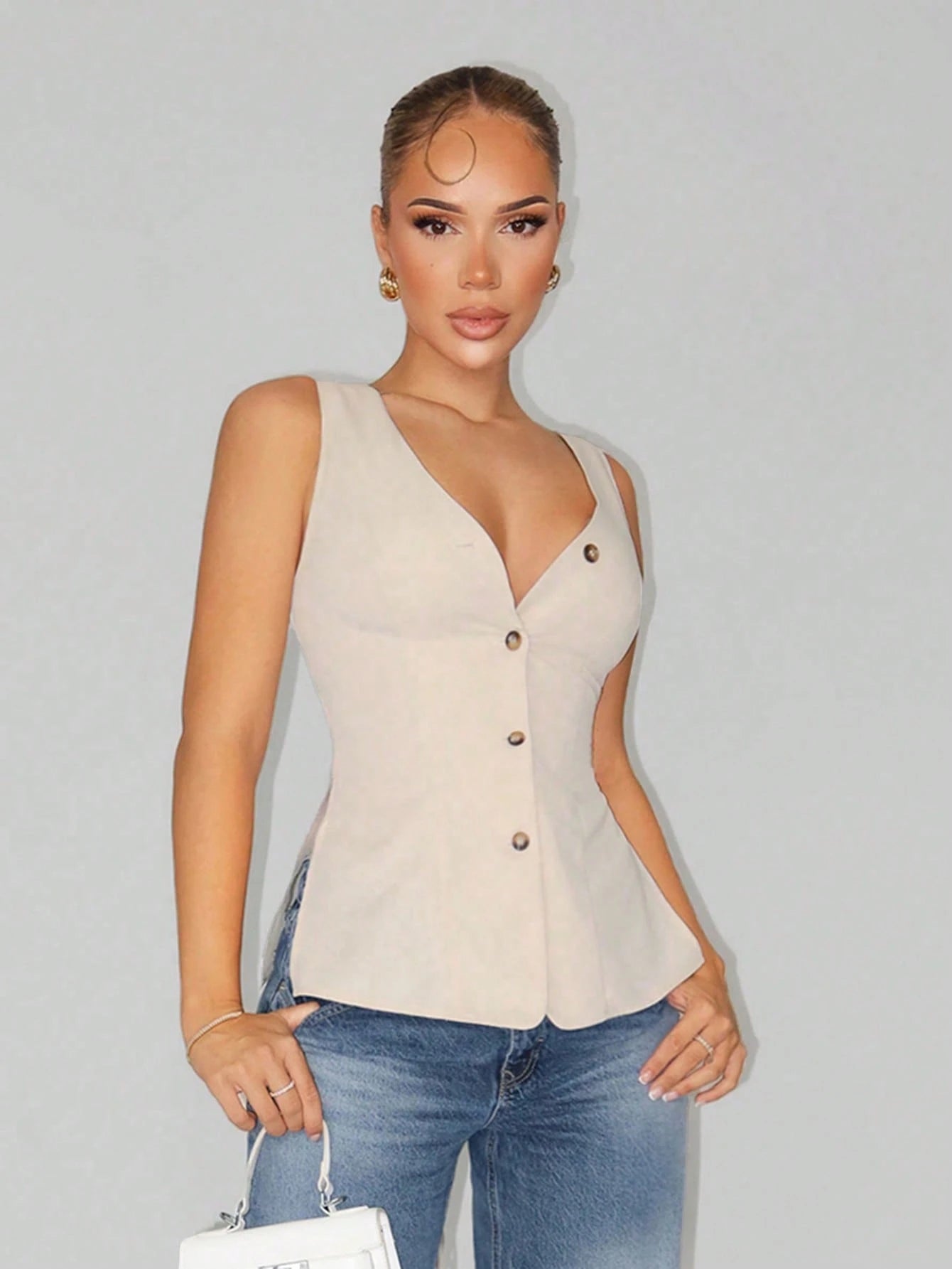 Sirith Ladies Sexy Elegant Casual Deep V-Neck Tie Waist Tie Sleeve Blouse, Suitable For Daily Travel Commuting