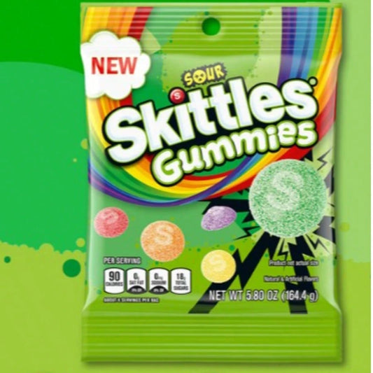 Skittles Sour Gummies Chewy Candy Assortment – Tangy & Fruity Gummy Candy Mix Soft Chewy Snack