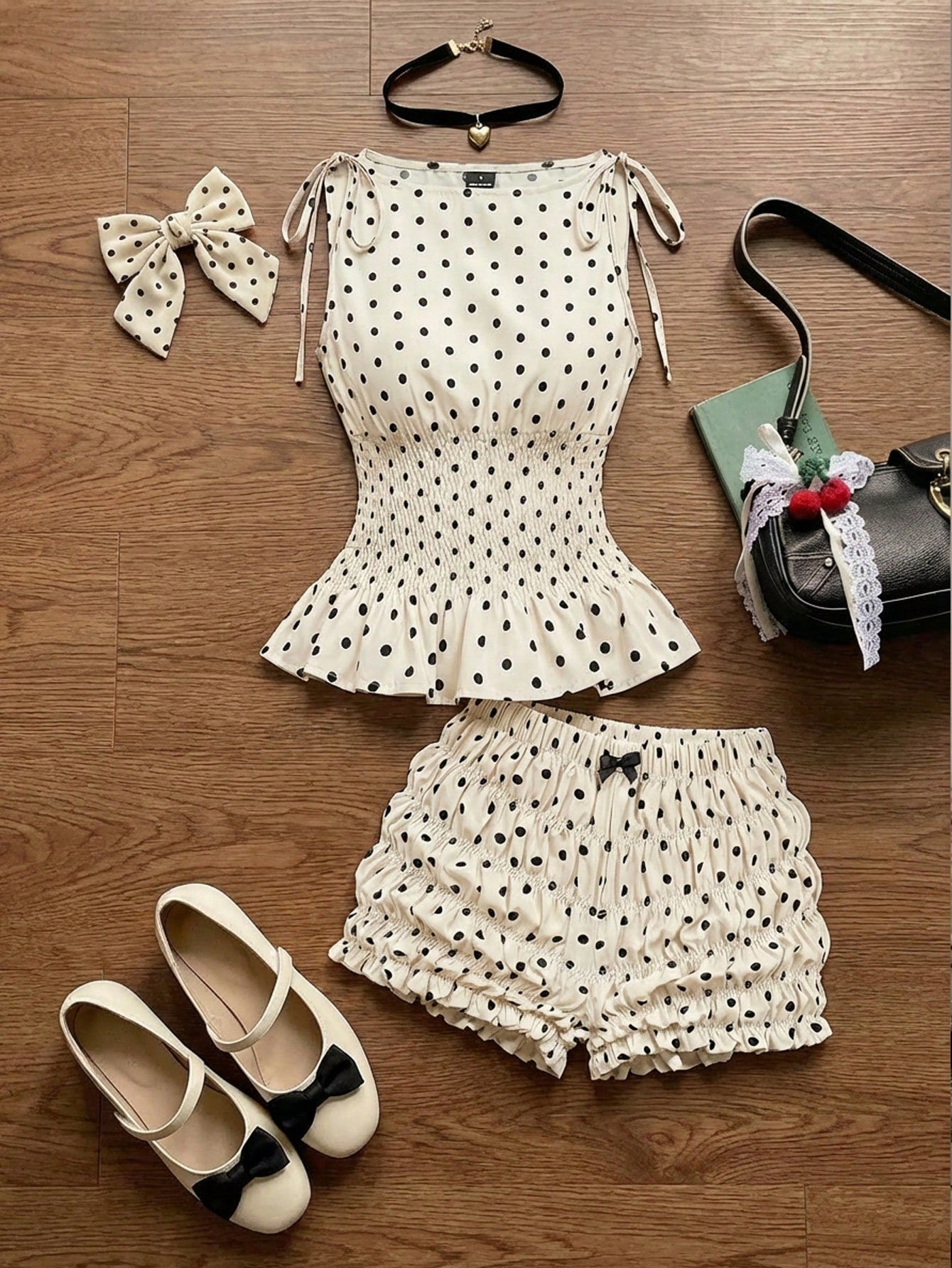 Skyraze Women's Beige 2 Pieces Set,Cute Sleeveless Top And Shorts,Summer Vacation,Holiday Outfit,Valentine's Day,Date Vacation,Beach,90s Tea Party French