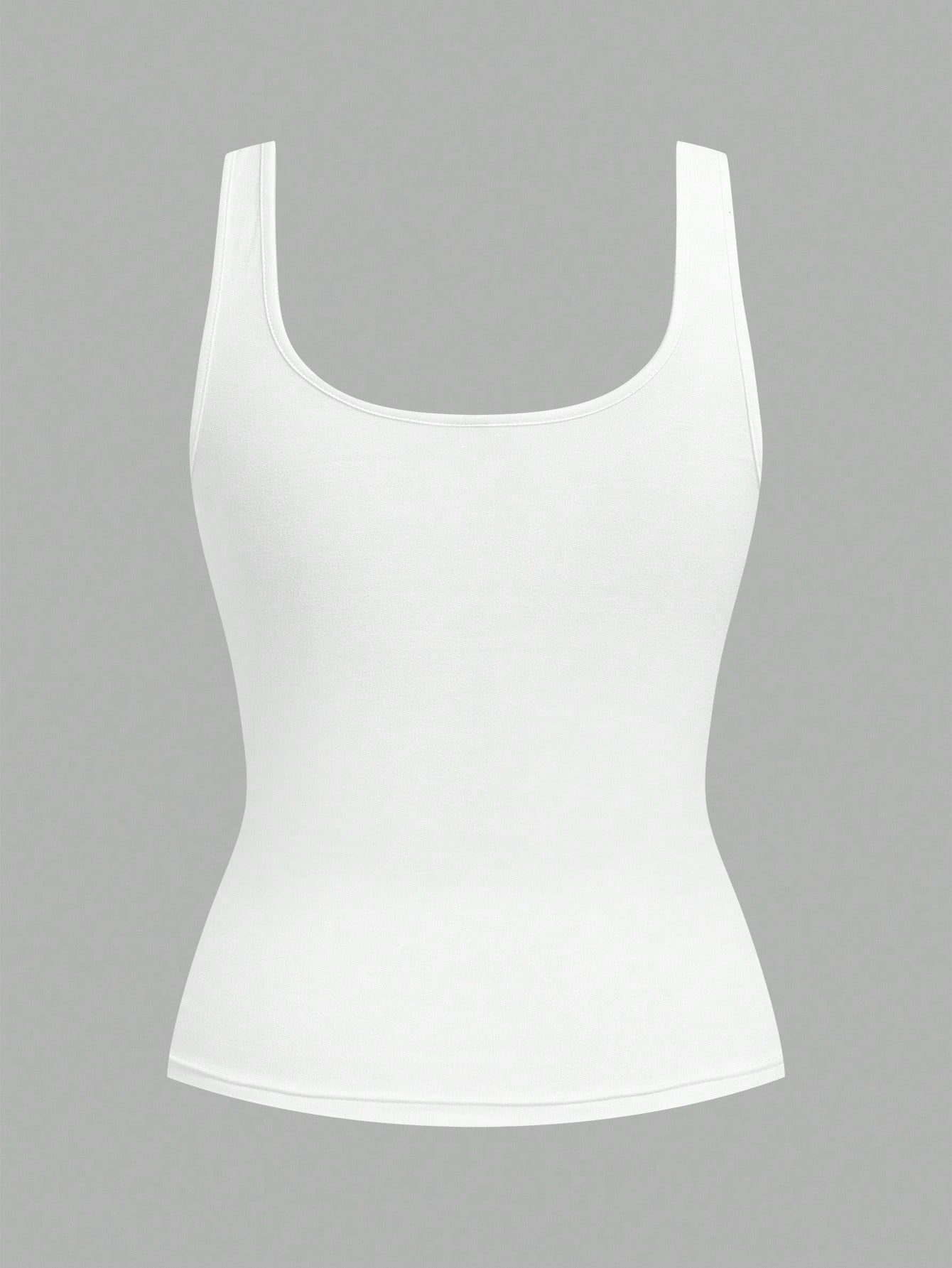 Slaydiva 2pcs Women Casual Scoop Neck Ruched Waist Fitted Tank Top Set, Versatile For Daily Wear