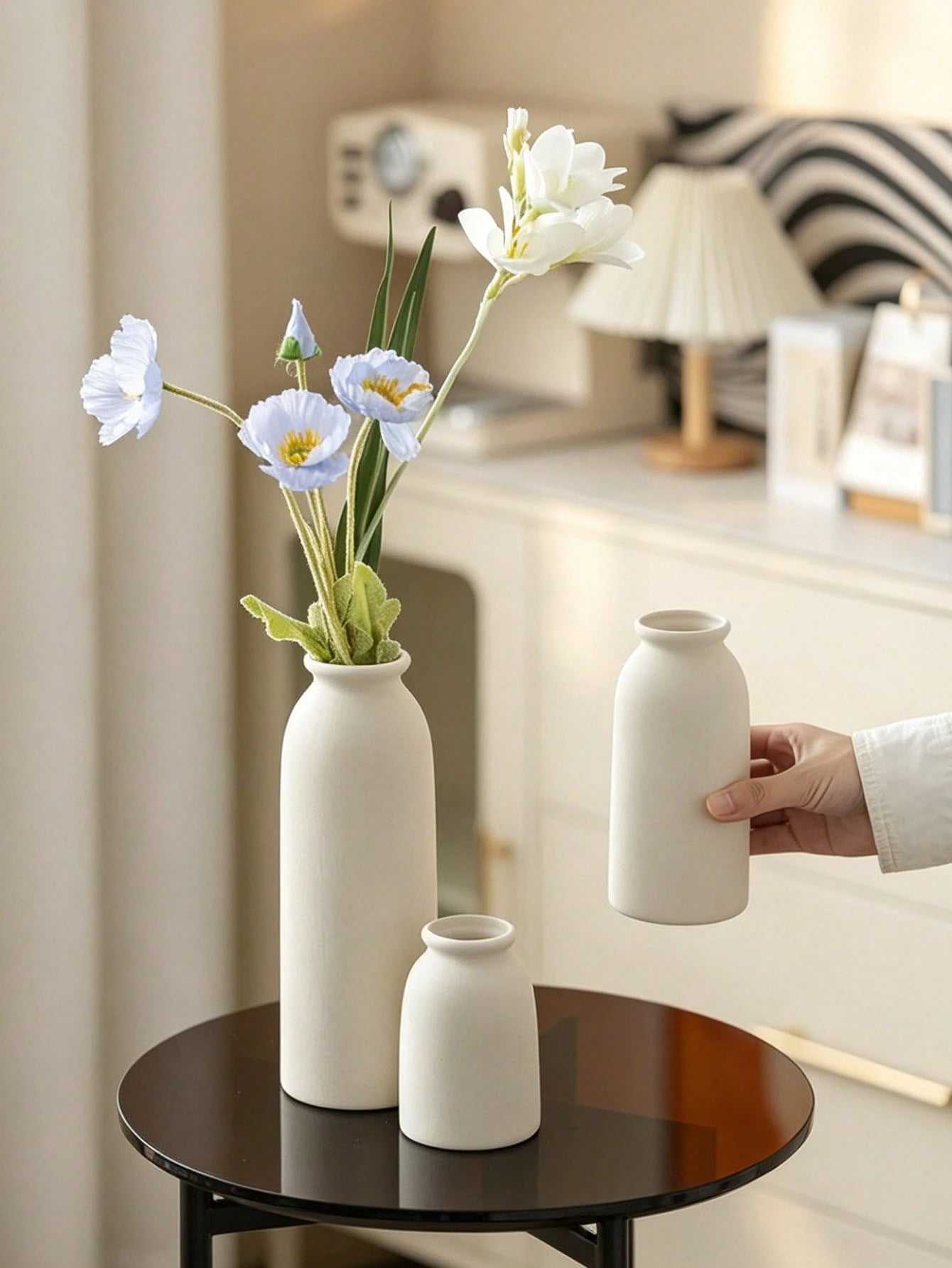 Small Flower Vases For Decor, Modern Boho Farmhouse Style, Decorative Vases For Pampas Grass & Dried Flowers,Artistic Vase For Floral Arrangements, Simple Living Room Exhibition Hall Decoration,Home D