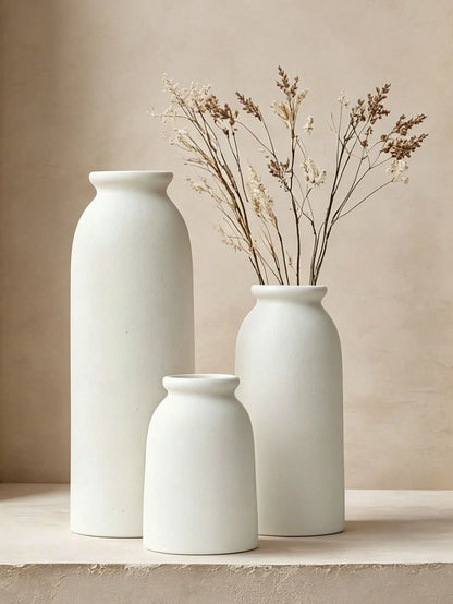 Small Flower Vases For Decor, Modern Boho Farmhouse Style, Decorative Vases For Pampas Grass & Dried Flowers,Artistic Vase For Floral Arrangements, Simple Living Room Exhibition Hall Decoration,Home D