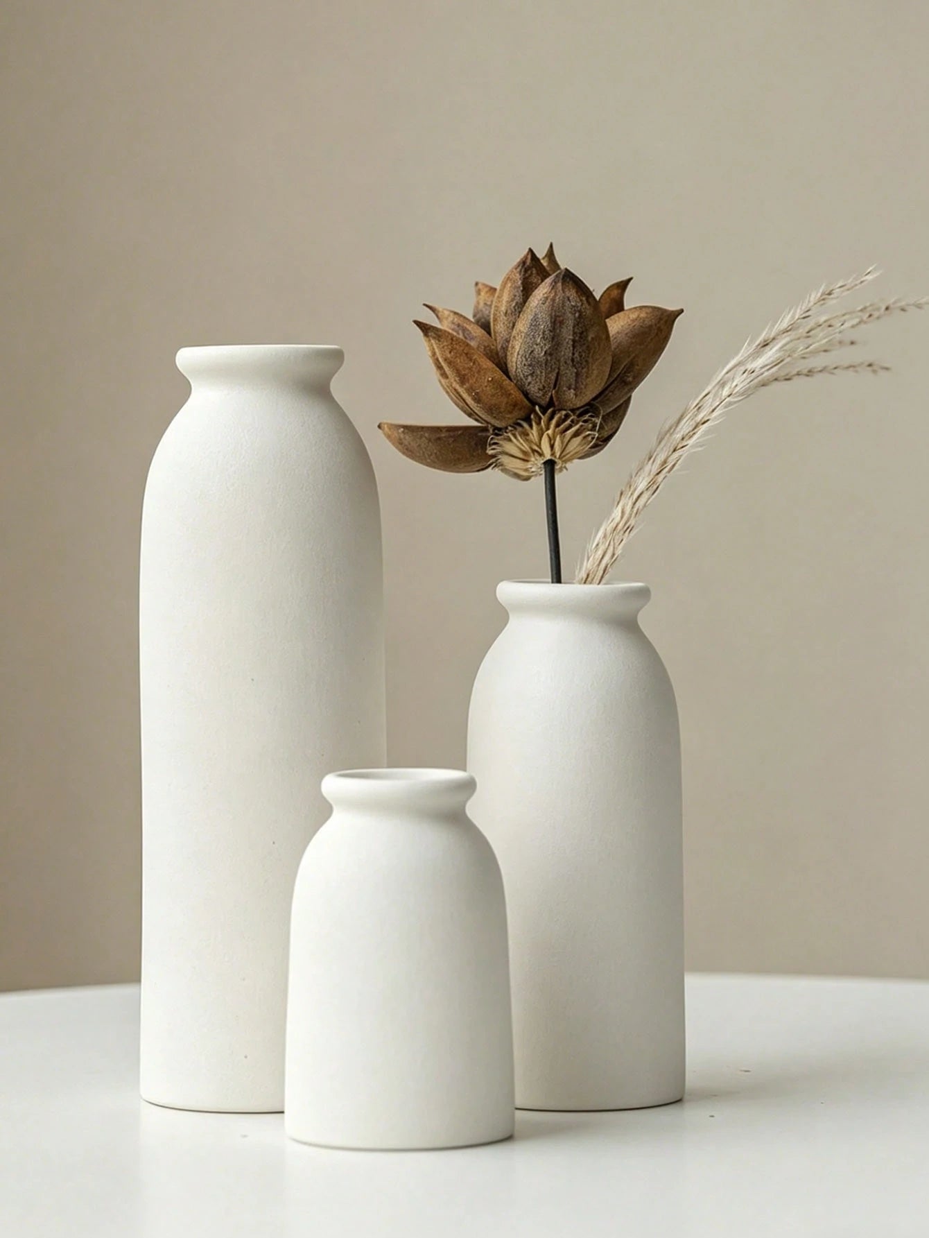Small Flower Vases For Decor, Modern Boho Farmhouse Style, Decorative Vases For Pampas Grass & Dried Flowers,Artistic Vase For Floral Arrangements, Simple Living Room Exhibition Hall Decoration,Home D