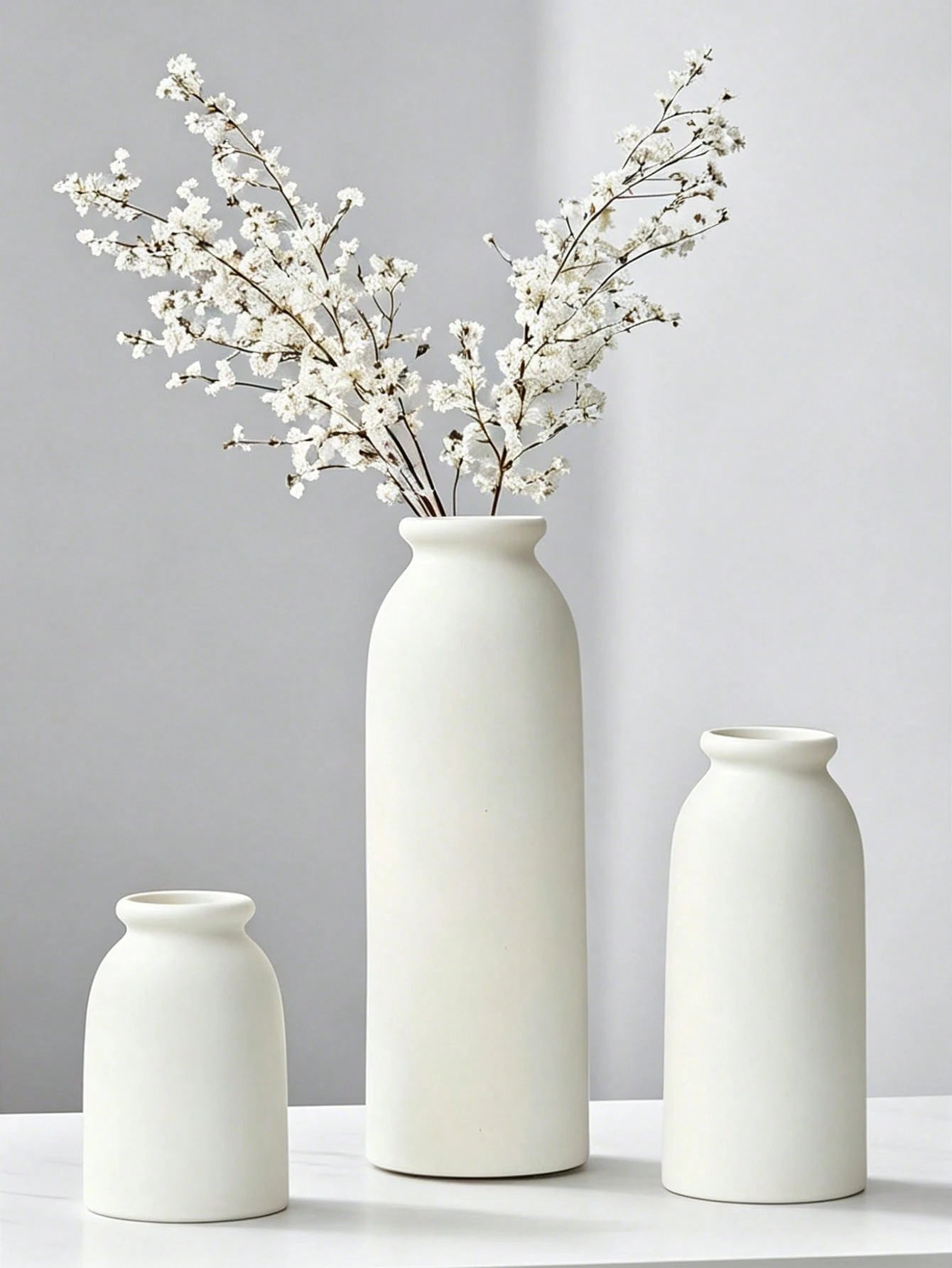 Small Flower Vases For Decor, Modern Boho Farmhouse Style, Decorative Vases For Pampas Grass & Dried Flowers,Artistic Vase For Floral Arrangements, Simple Living Room Exhibition Hall Decoration,Home D