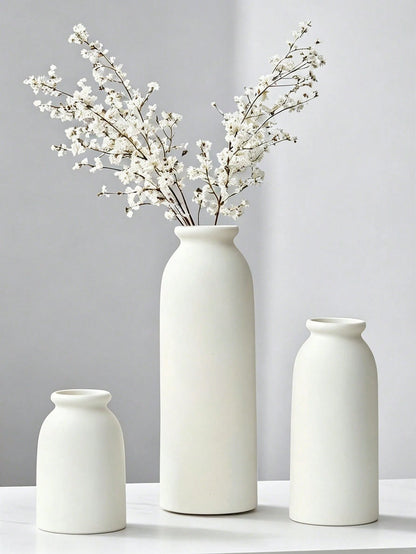 Small Flower Vases For Decor, Modern Boho Farmhouse Style, Decorative Vases For Pampas Grass & Dried Flowers,Artistic Vase For Floral Arrangements, Simple Living Room Exhibition Hall Decoration,Home D