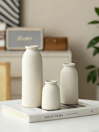 Small Flower Vases For Decor, Modern Boho Farmhouse Style, Decorative Vases For Pampas Grass & Dried Flowers,Artistic Vase For Floral Arrangements, Simple Living Room Exhibition Hall Decoration,Home D