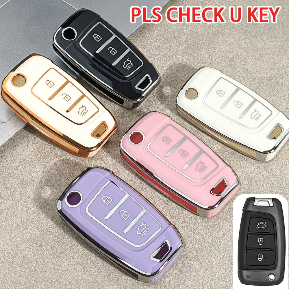 Soft TPU Key Fob Cover, Protective Case For Tucson, Sonata, Elantra, I40, Celesta And I35 Modern Car Keys- Durable Design, Convenient Key Pouch Suitable For 2020 New Accent, 2019 Ix35 Venue Car Key F