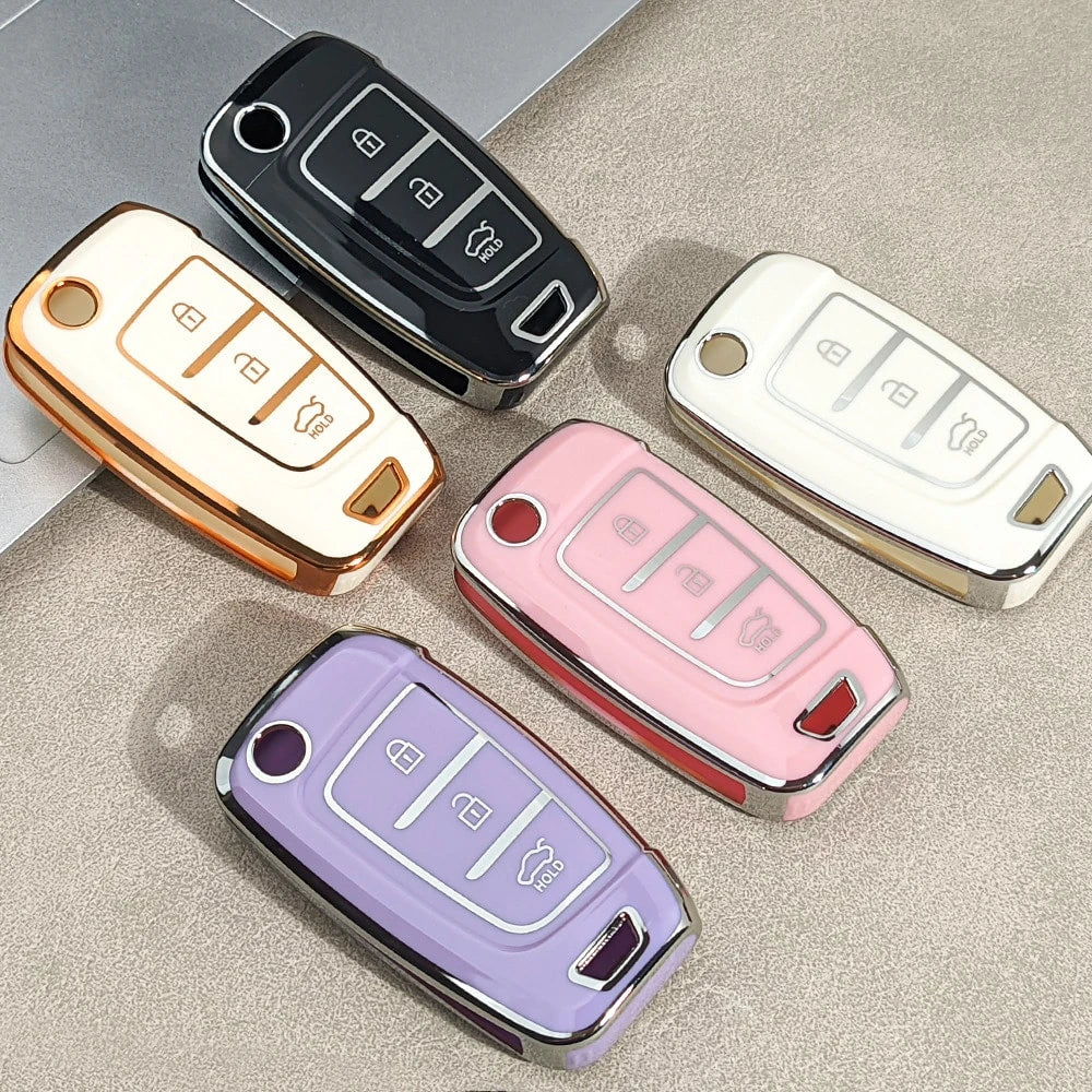Soft TPU Key Fob Cover, Protective Case For Tucson, Sonata, Elantra, I40, Celesta And I35 Modern Car Keys- Durable Design, Convenient Key Pouch Suitable For 2020 New Accent, 2019 Ix35 Venue Car Key F