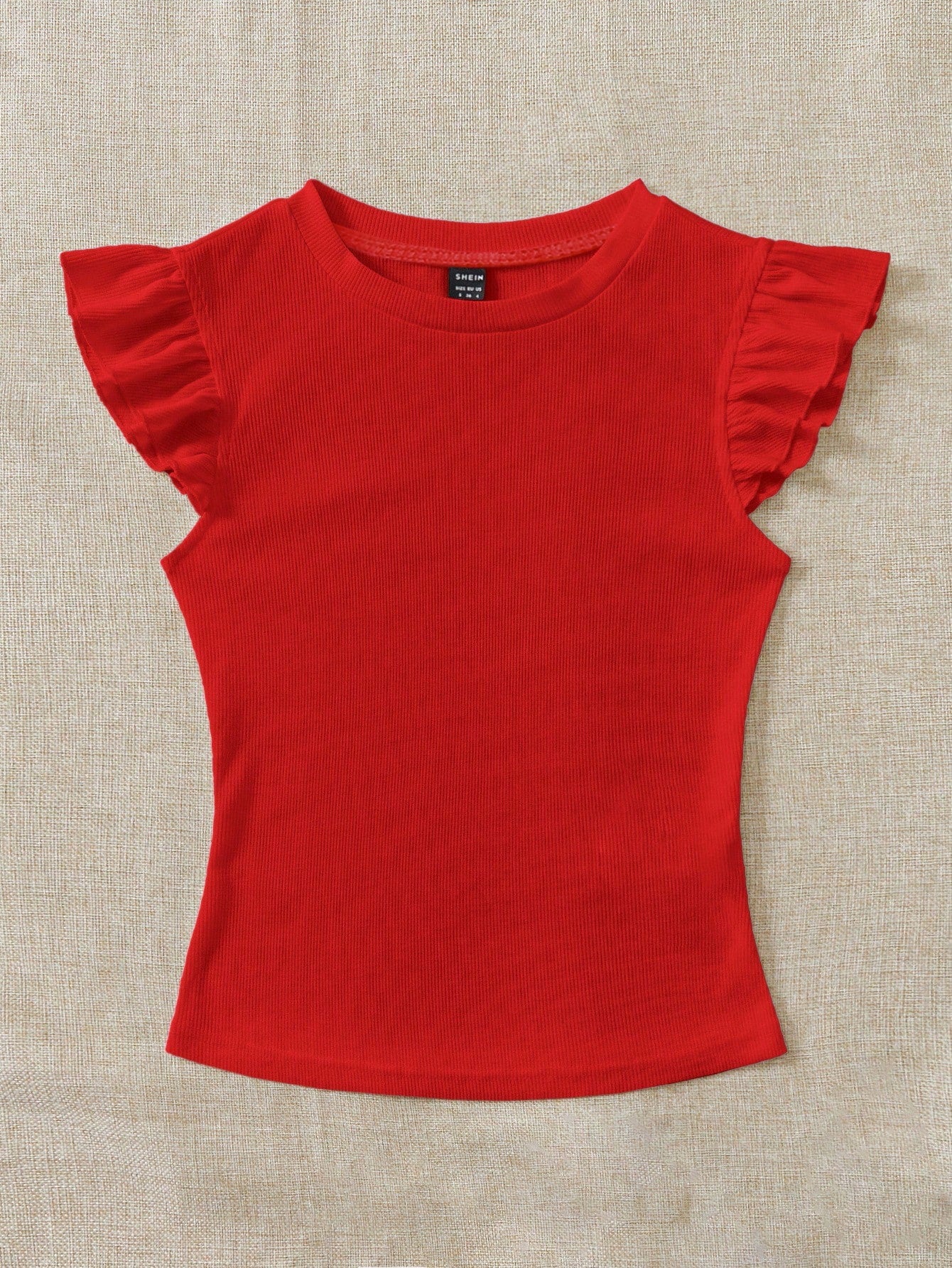 Soleia 2pcs/Set Black & Red Rib Knit Boat Neck Tight Fitted T-Shirts For Summer Suitable For Going Out