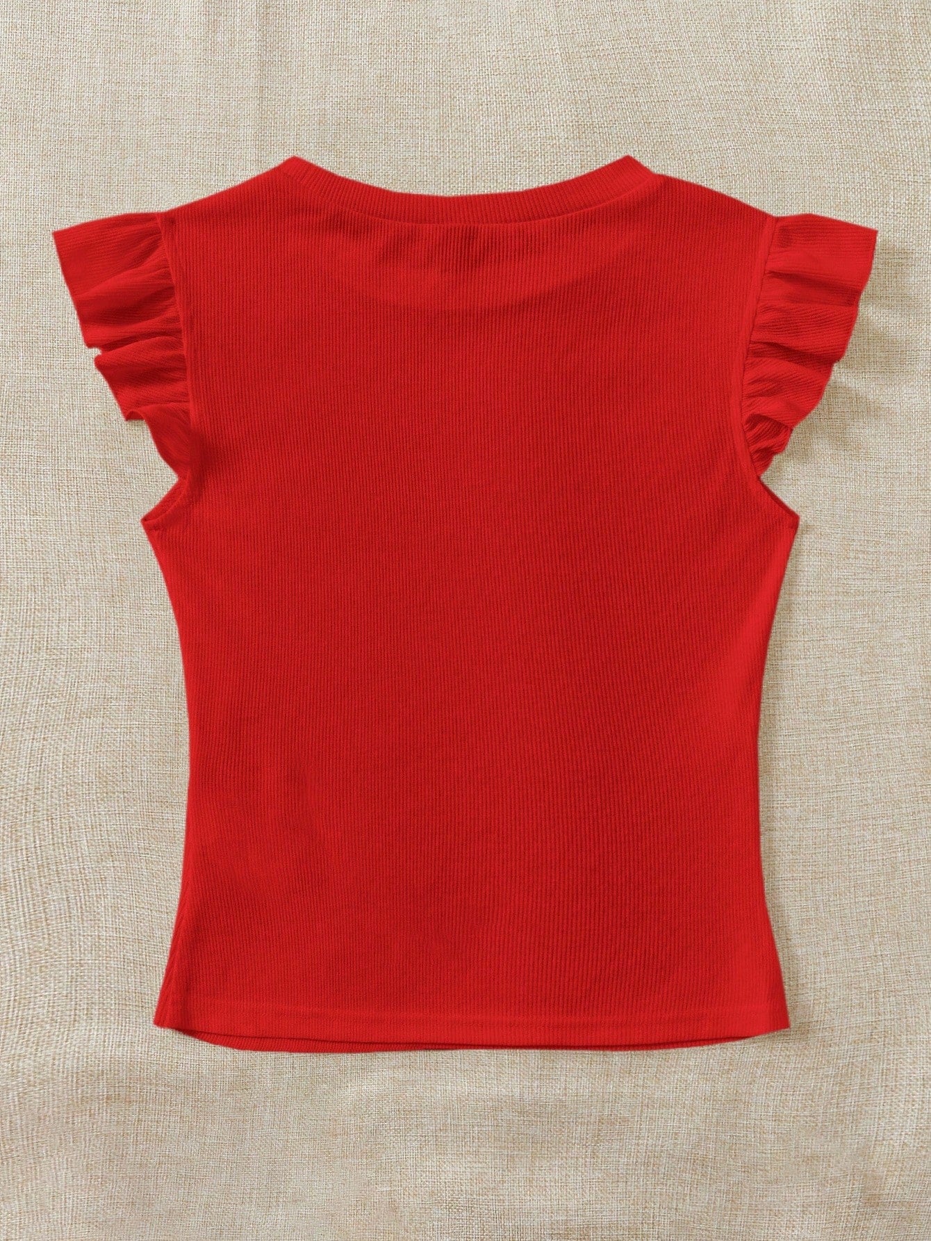 Soleia 2pcs/Set Black & Red Rib Knit Boat Neck Tight Fitted T-Shirts For Summer Suitable For Going Out