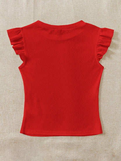 Soleia 2pcs/Set Black & Red Rib Knit Boat Neck Tight Fitted T-Shirts For Summer Suitable For Going Out