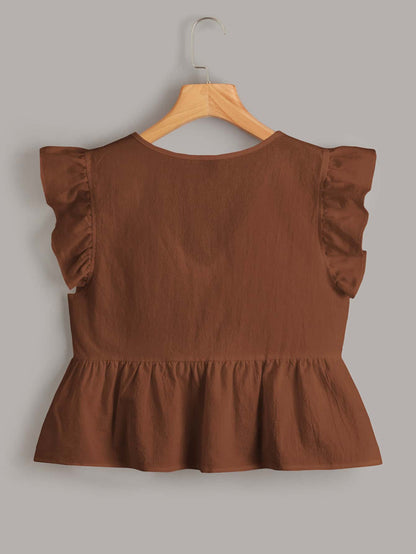 Soleia Butterfly Sleeve Ruffle Hem Top