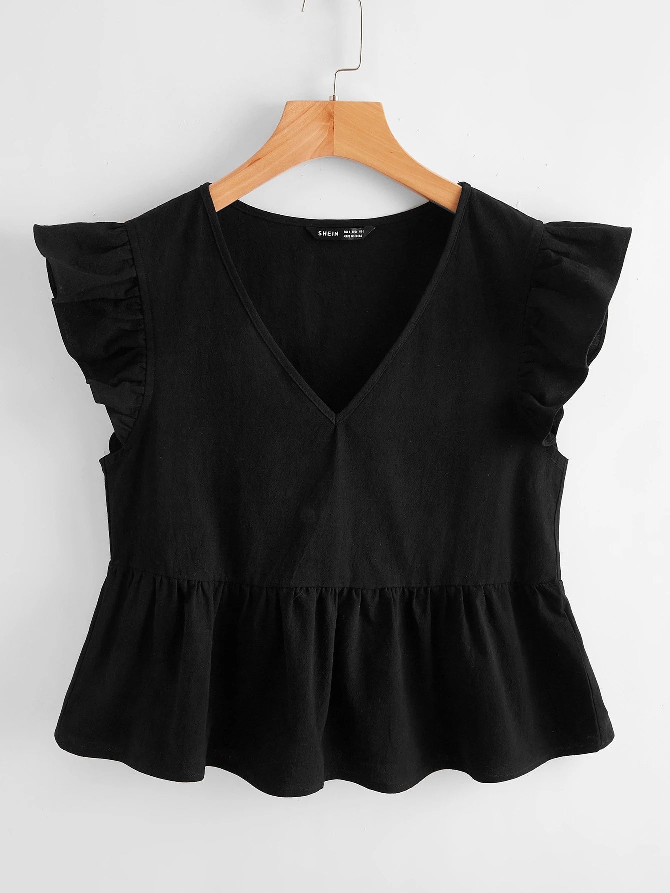 Soleia Butterfly Sleeve Ruffle Hem Top