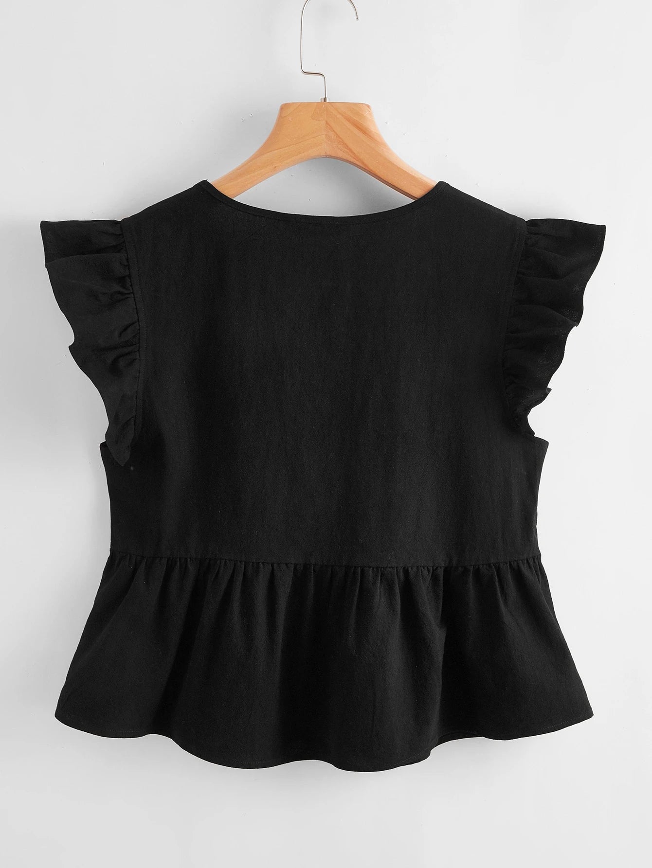 Soleia Butterfly Sleeve Ruffle Hem Top