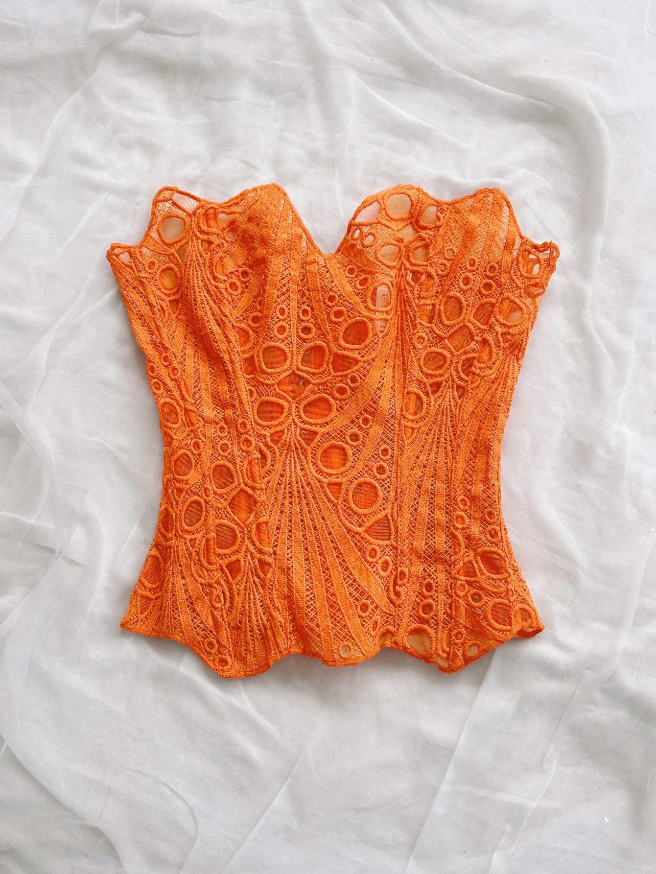 Soleia Women's Bandeau Lace Corset Bustier Top, Hollow Embroidered, Burnt Orange, Summer, Boho, Holiday, Vacation, Holiday Nightclub Outfits