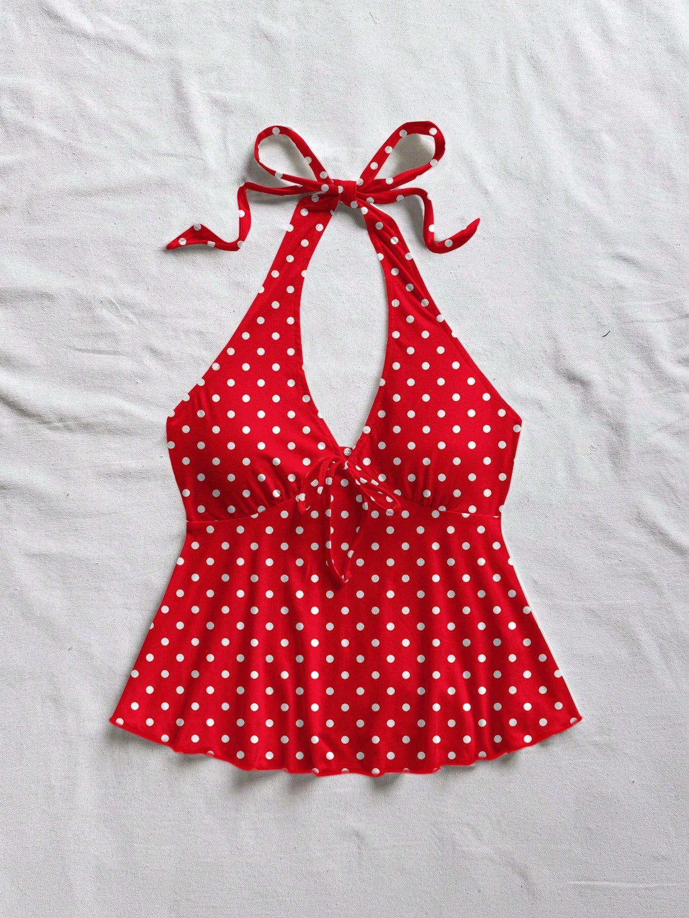 Soleia Women's Casual Vacation V-Neck Bow Tie Halter Backless Babydoll Top, Suitable For Summer Vacation,Summer Top