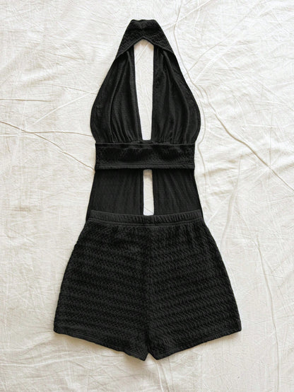 Soleia Women's Fashion Vacation Halter Top & Shorts 2 Pieces Set No Chest Padding