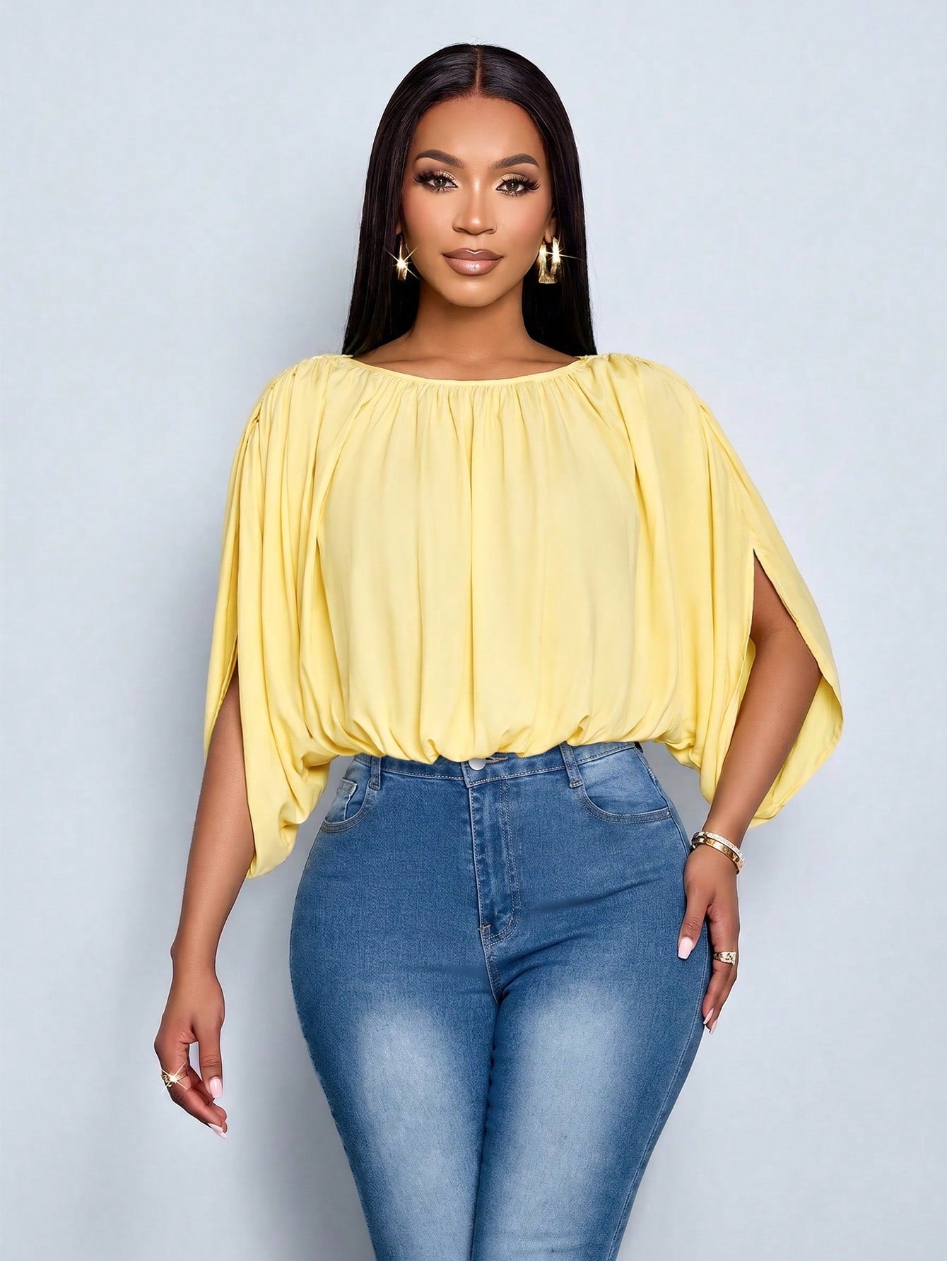 SOLERSUN Women's Summer Chic Elegant Casual Daily Simple Ruched Shirt Draping Detail Green Blouse Social Blouse Night Going Out Holidays Party