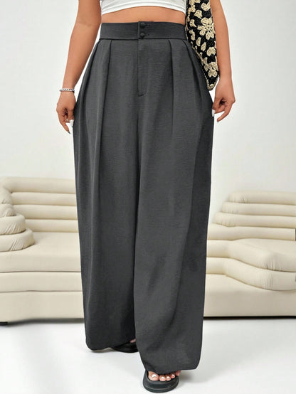 Solflare Fashionable Versatile Commuter Dark Gray Plus Size Suit Pants