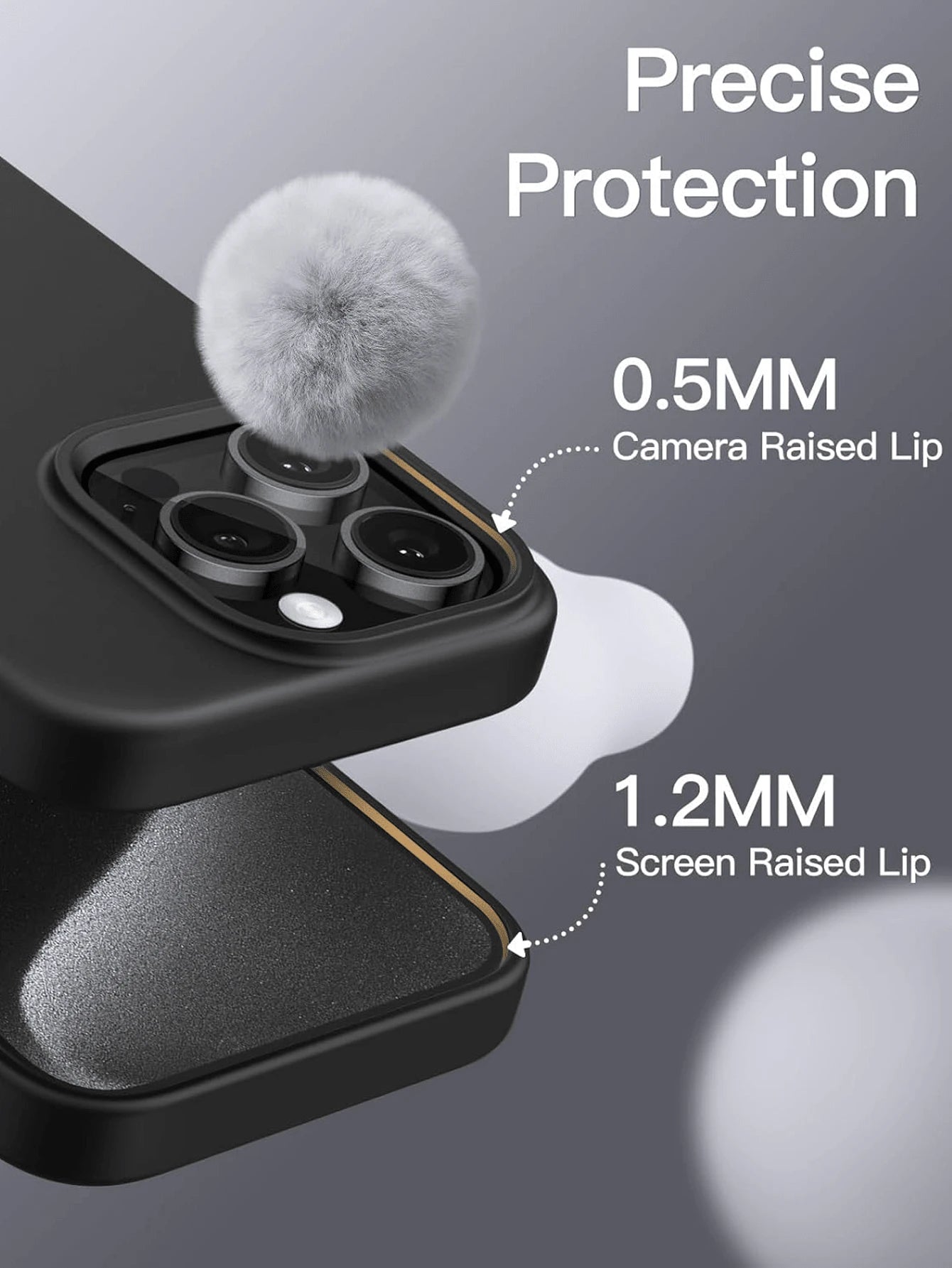 Solid Color Black Liquid Silicone Phone Case Compatible With IPhone 17/16/15/14/13/12/11 Pro Max/Mini Plus/Air/8/7/6s Plus/SE3/SE2, Full Body Protection, Slim Soft Matte Finish, Anti-Fingerprint, Gift