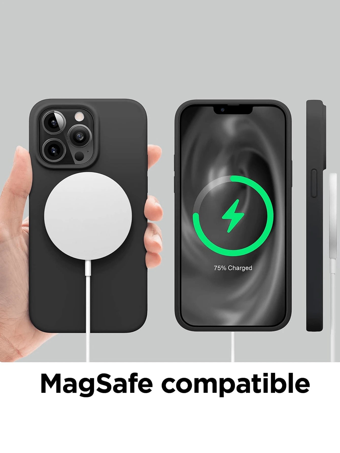 Solid Color Black Liquid Silicone Phone Case Compatible With IPhone 17/16/15/14/13/12/11 Pro Max/Mini Plus/Air/8/7/6s Plus/SE3/SE2, Full Body Protection, Slim Soft Matte Finish, Anti-Fingerprint, Gift