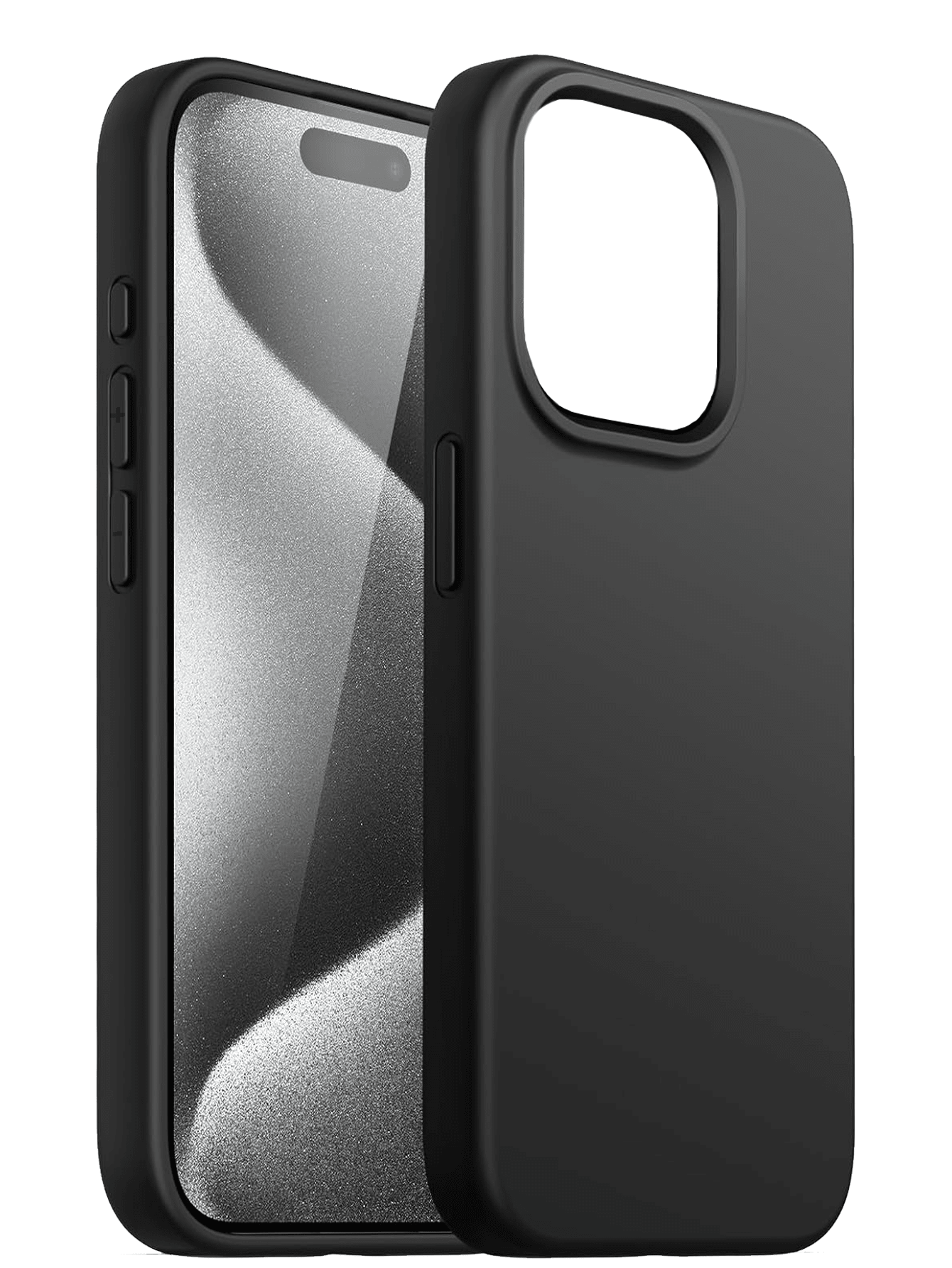 Solid Color Black Liquid Silicone Phone Case Compatible With IPhone 17/16/15/14/13/12/11 Pro Max/Mini Plus/Air/8/7/6s Plus/SE3/SE2, Full Body Protection, Slim Soft Matte Finish, Anti-Fingerprint, Gift
