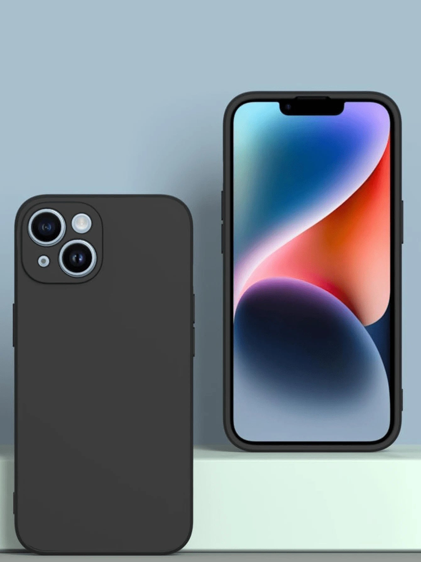 Solid Color Black Silicone TPU Shock-Absorbing Phone Case, Compatible With IPhone 11 12 13 14 15 16 17 Pro Max Air Mini X Xs XR 6 6S 7 8 Plus SE SE2 SE3, With Lens Protection Cover, Waterproof, Shockp