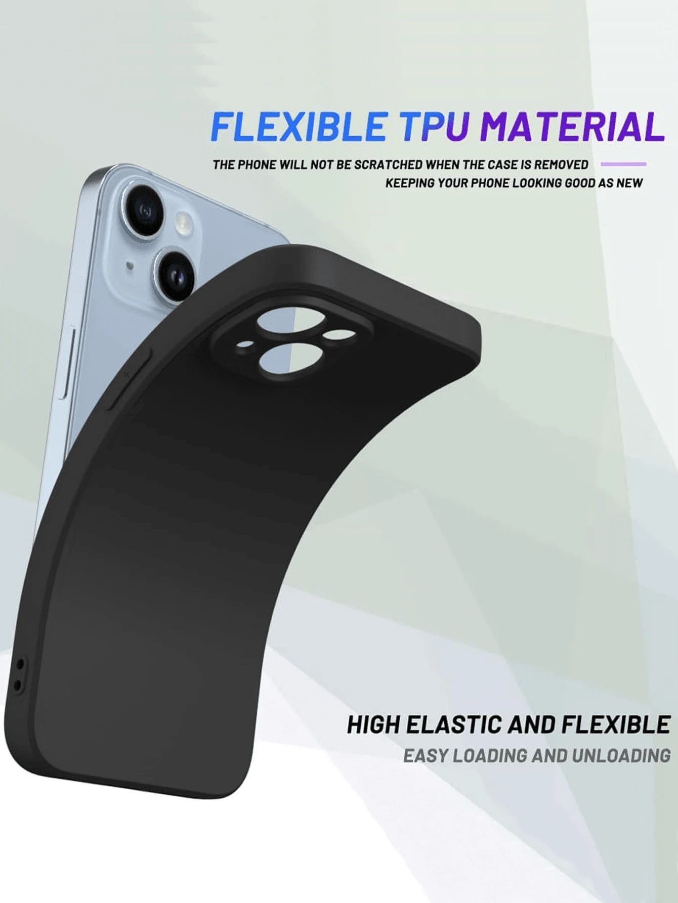 Solid Color Black Silicone TPU Shock-Absorbing Phone Case, Compatible With IPhone 11 12 13 14 15 16 17 Pro Max Air Mini X Xs XR 6 6S 7 8 Plus SE SE2 SE3, With Lens Protection Cover, Waterproof, Shockp